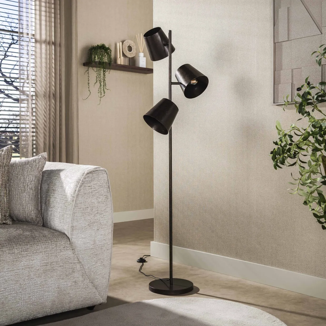 Vloerlamp Kinetic 3-lichts Urban Bruin - Giga Meubel