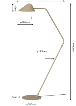 Vloerlamp Lotte Beige Trekschakelaar 140cm - Giga Meubel