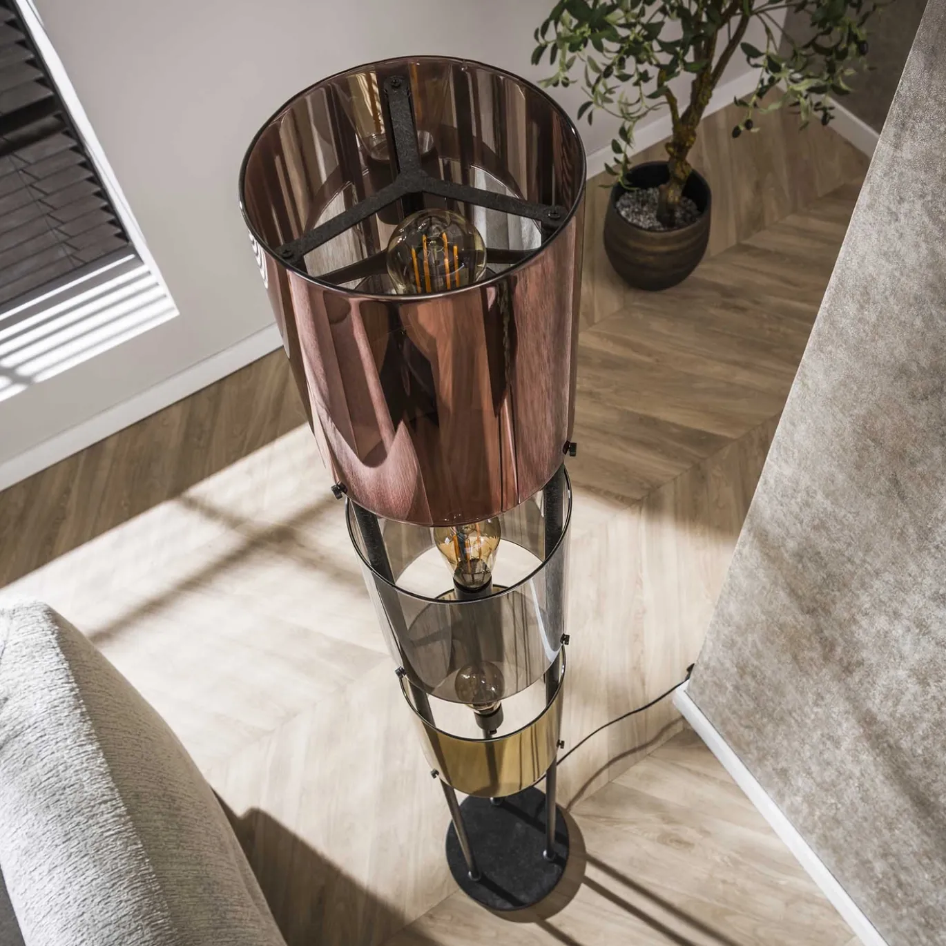 Vloerlamp Lucente Tricolore 3-lichts Artic Zwart - Giga Meubel