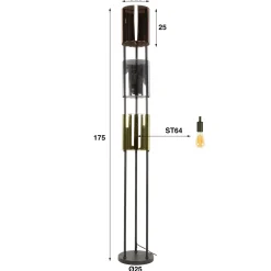 Vloerlamp Lucente Tricolore 3-lichts Artic Zwart - Giga Meubel