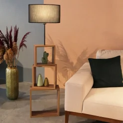 Vloerlamp Marc Naturel/Zwart