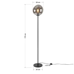 Vloerlamp Mats 1-Lichts Smoke Glas - Giga Meubel