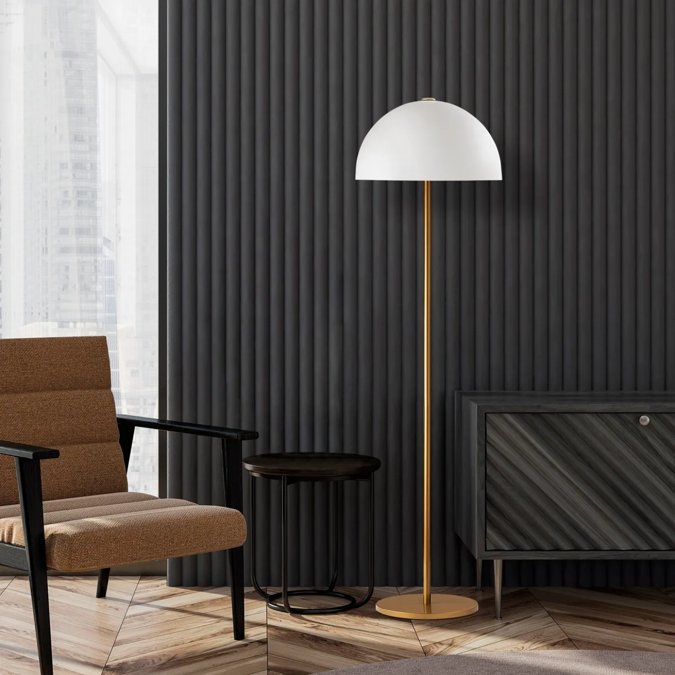 Vloerlamp Mixed Bol Wit/Goud