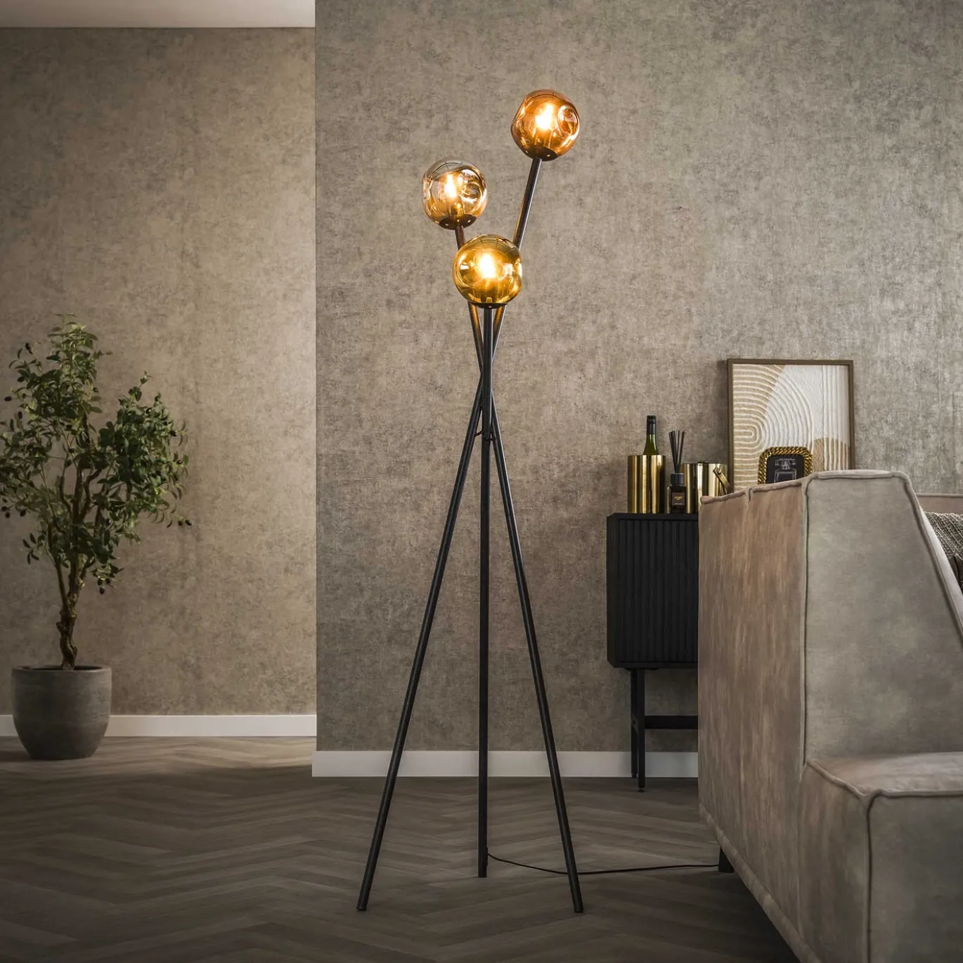 Vloerlamp Molecule Mix 3-Lichts Glas - Giga Meubel