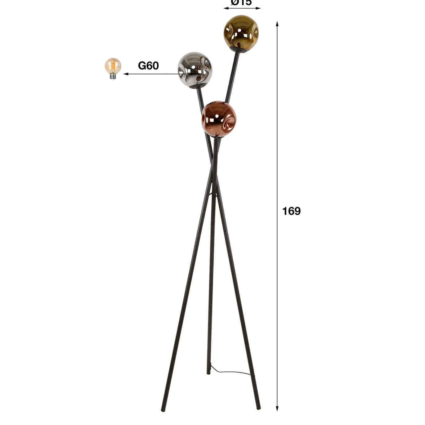 Vloerlamp Molecule Mix 3-Lichts Glas - Giga Meubel