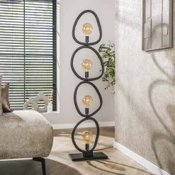 Vloerlamp Pebble 4-Lichts Zwart - Giga Meubel