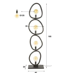 Vloerlamp Pebble 4-Lichts Zwart - Giga Meubel