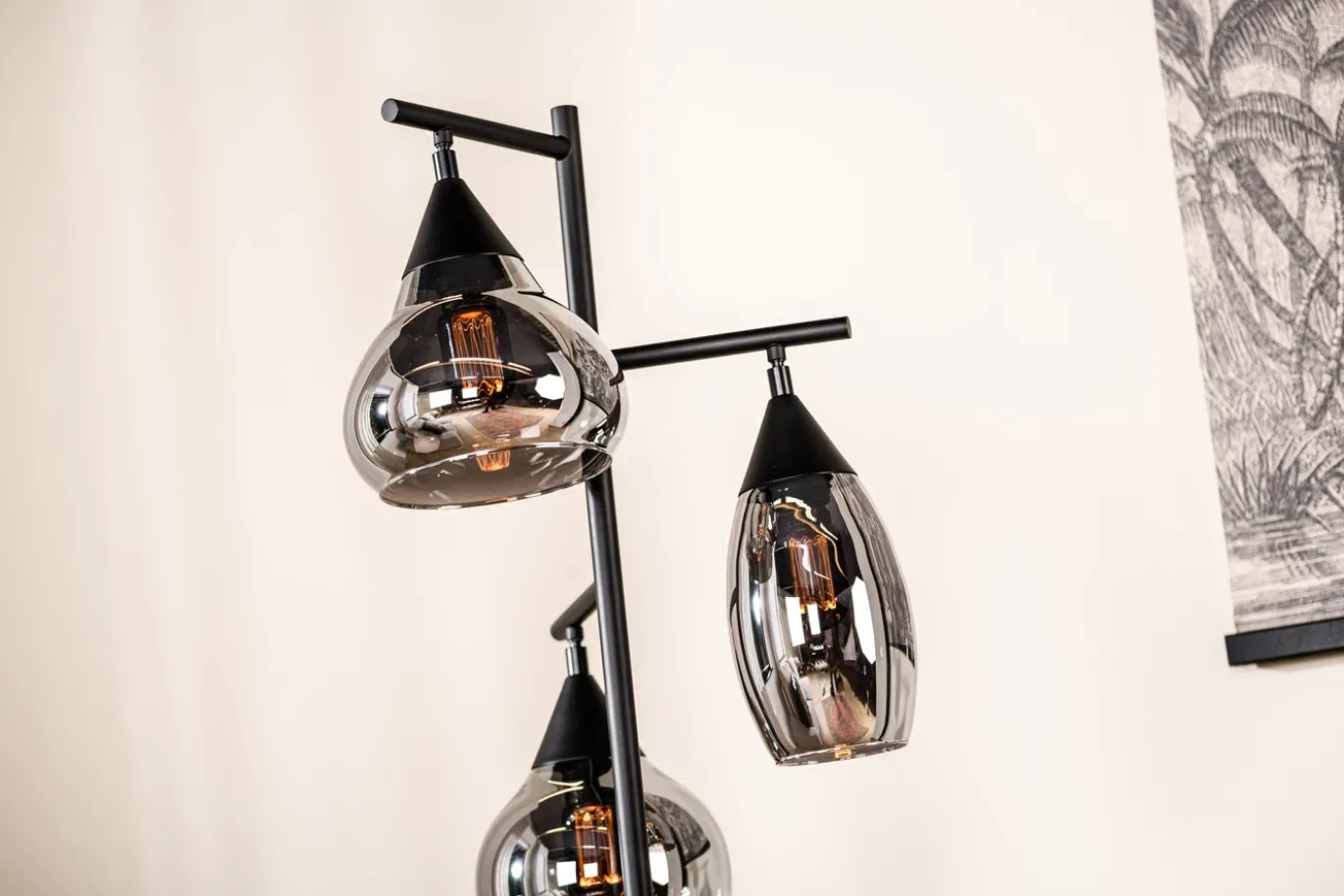 Vloerlamp Pleun 3-Lichts Smoke Glas - Giga Meubel