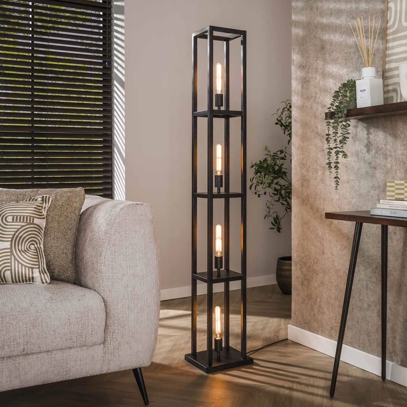 Vloerlamp Quadra 4-lichts Artic Zwart - Giga Meubel