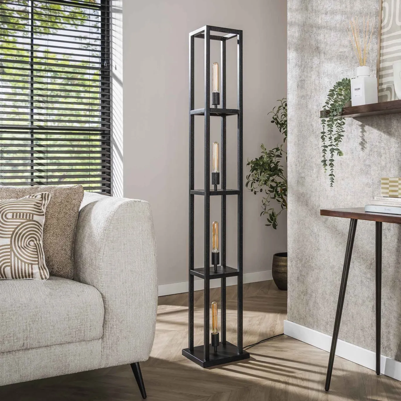 Vloerlamp Quadra 4-lichts Artic Zwart - Giga Meubel