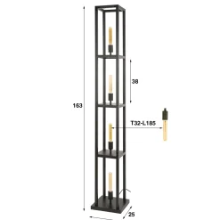Vloerlamp Quadra 4-lichts Artic Zwart - Giga Meubel