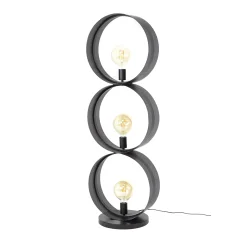 Vloerlamp Ring Geperforeerd Zwart 3-Lichts - Giga Meubel