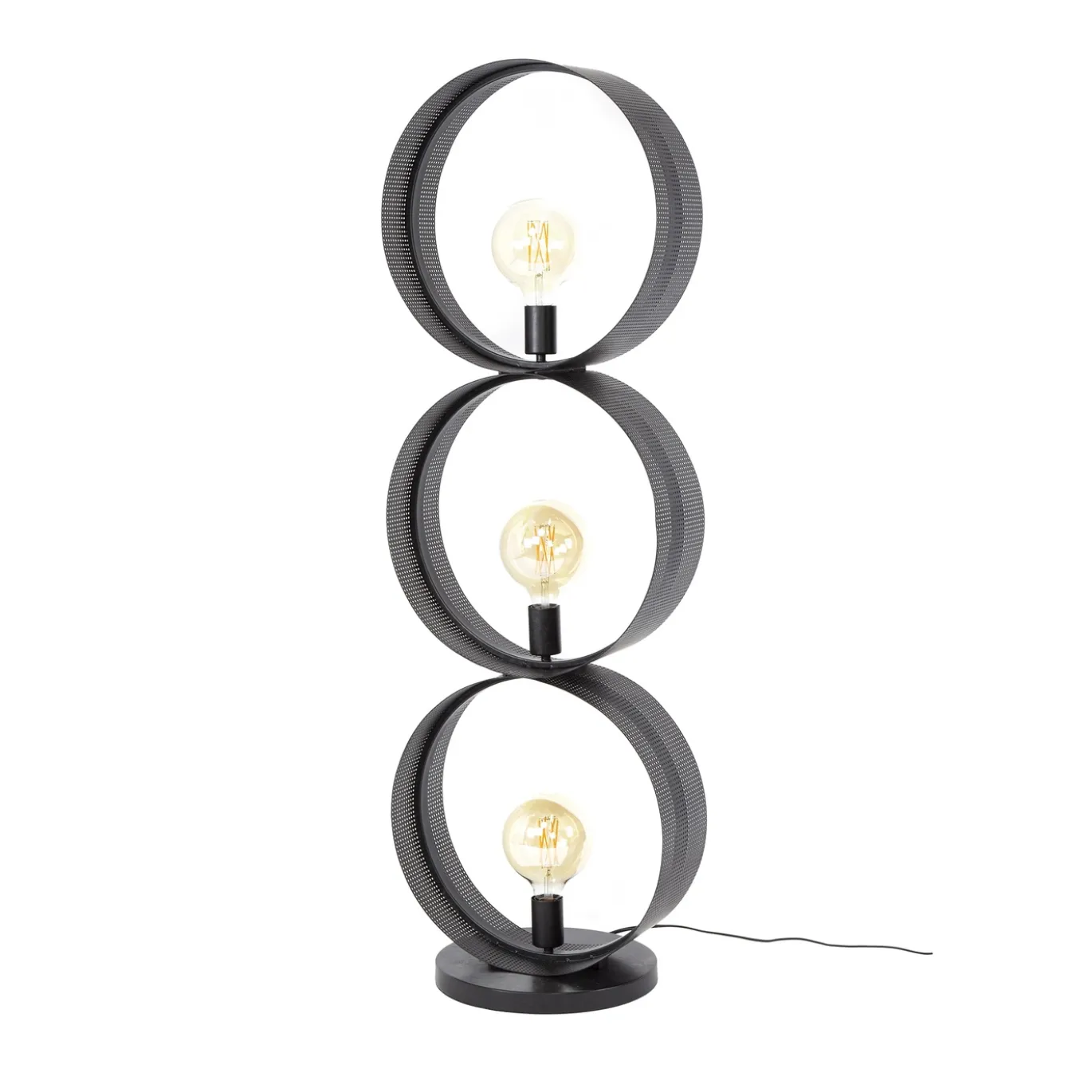 Vloerlamp Ring Geperforeerd Zwart 3-Lichts - Giga Meubel