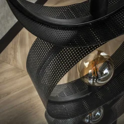 Vloerlamp Ring Geperforeerd Zwart 3-Lichts - Giga Meubel