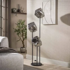 Vloerlamp Rock Getrapt 3-lichts Chroom Glas - Giga Meubel