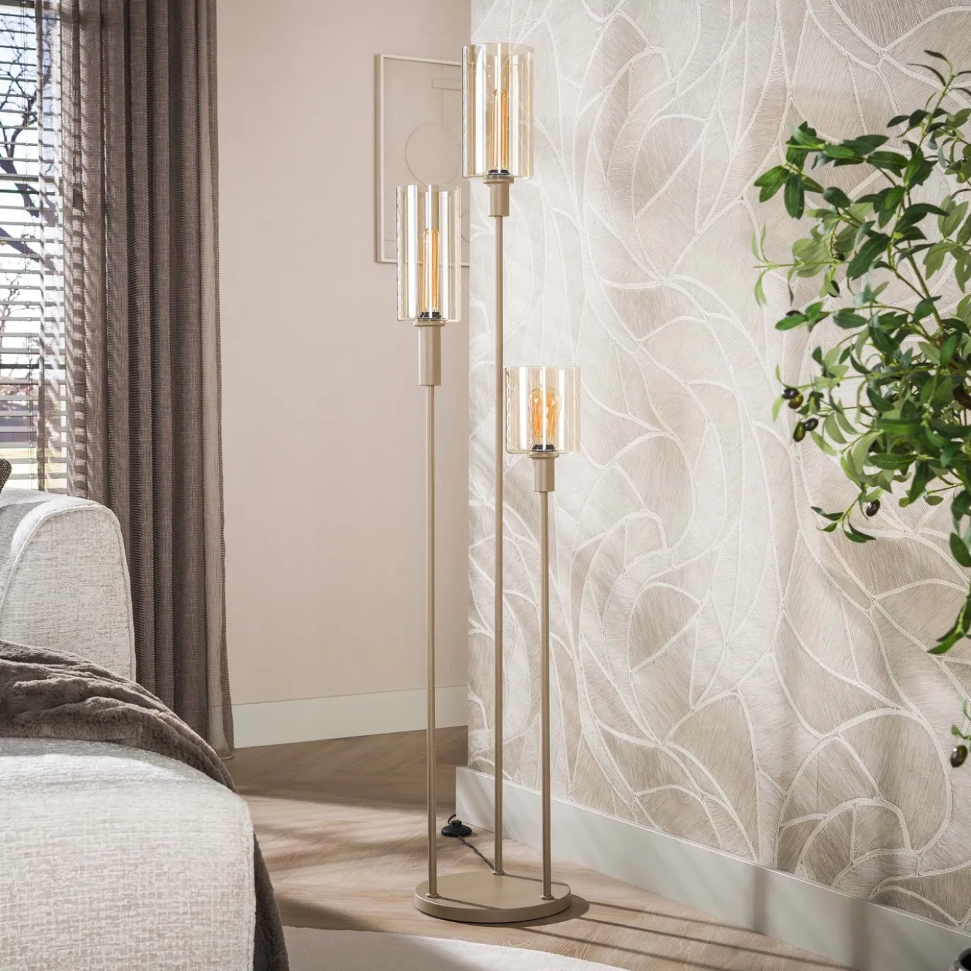 Vloerlamp Sepiora Getrapt 3-Lichts Beige - Giga Meubel