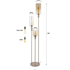 Vloerlamp Sepiora Getrapt 3-Lichts Beige - Giga Meubel