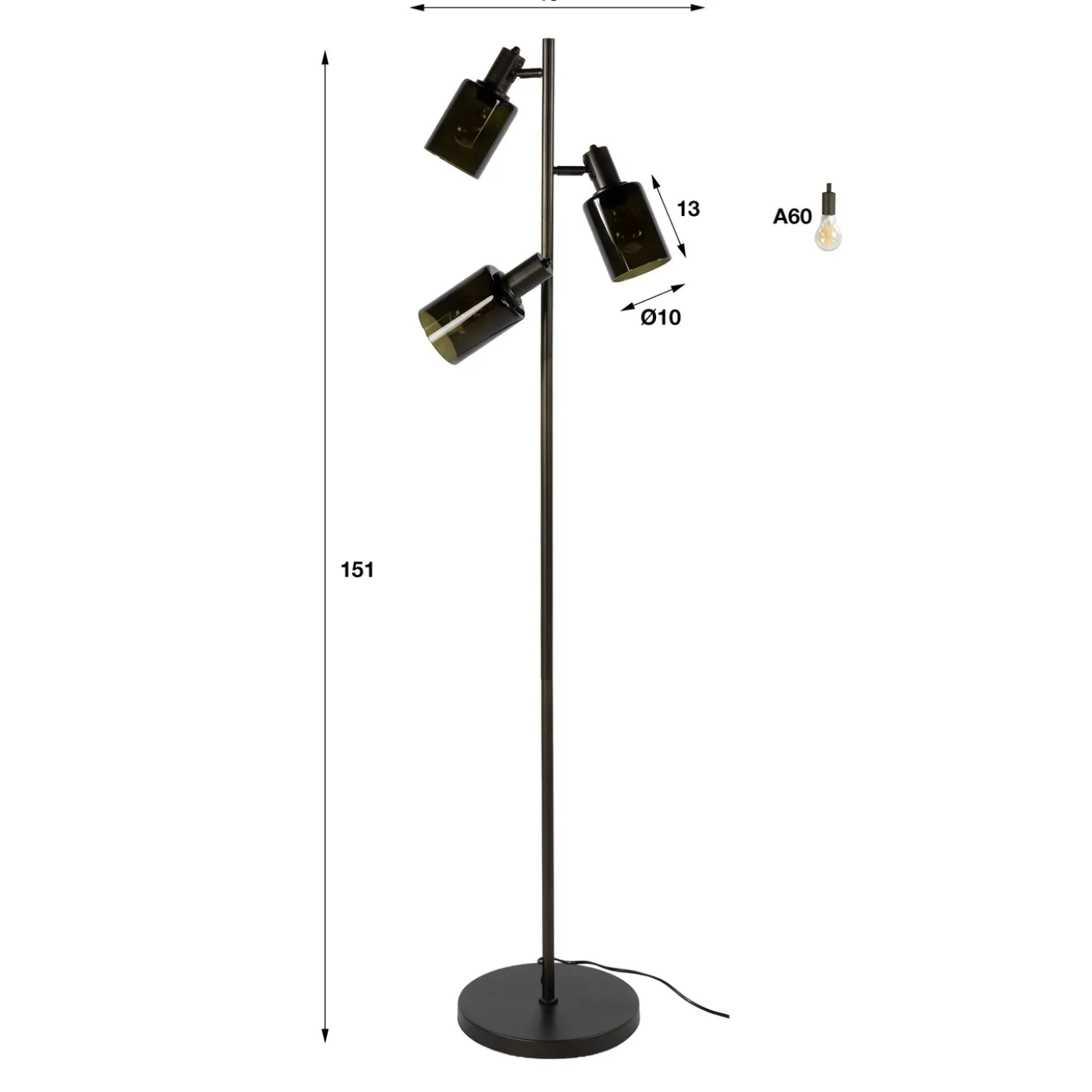 Vloerlamp Sepiora 3-Lichts Sienna Bruin - Giga Meubel