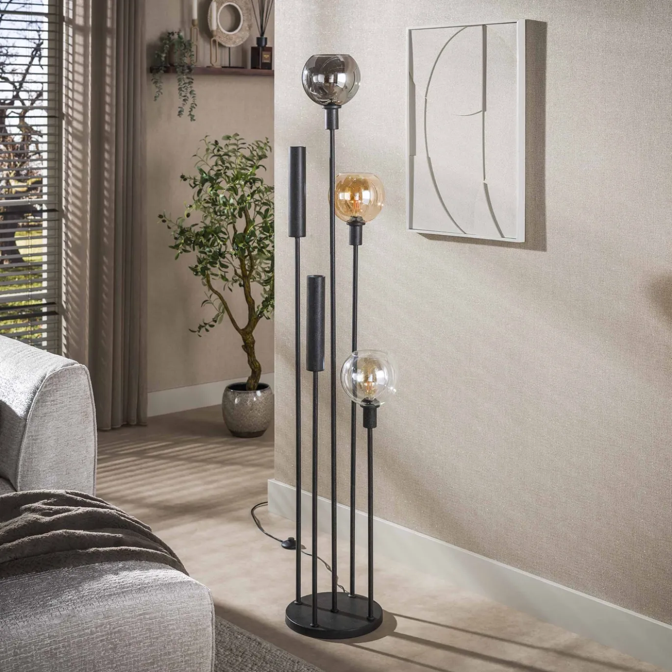 Vloerlamp Sfera Tricolore 5-lichts Artic Zwart - Giga Meubel