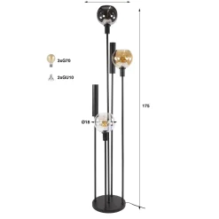 Vloerlamp Sfera Tricolore 5-lichts Artic Zwart - Giga Meubel