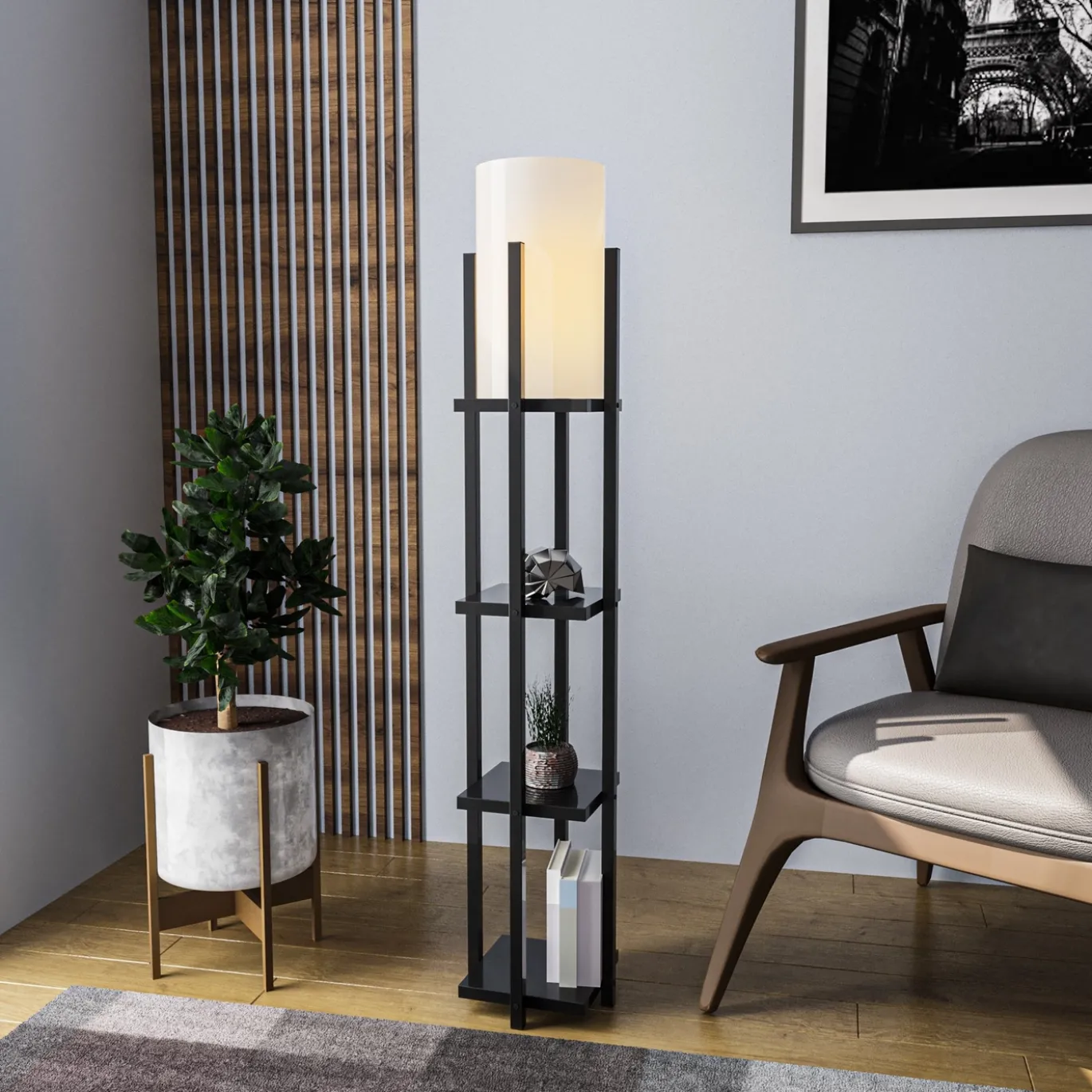Vloerlamp Shelf Zwart