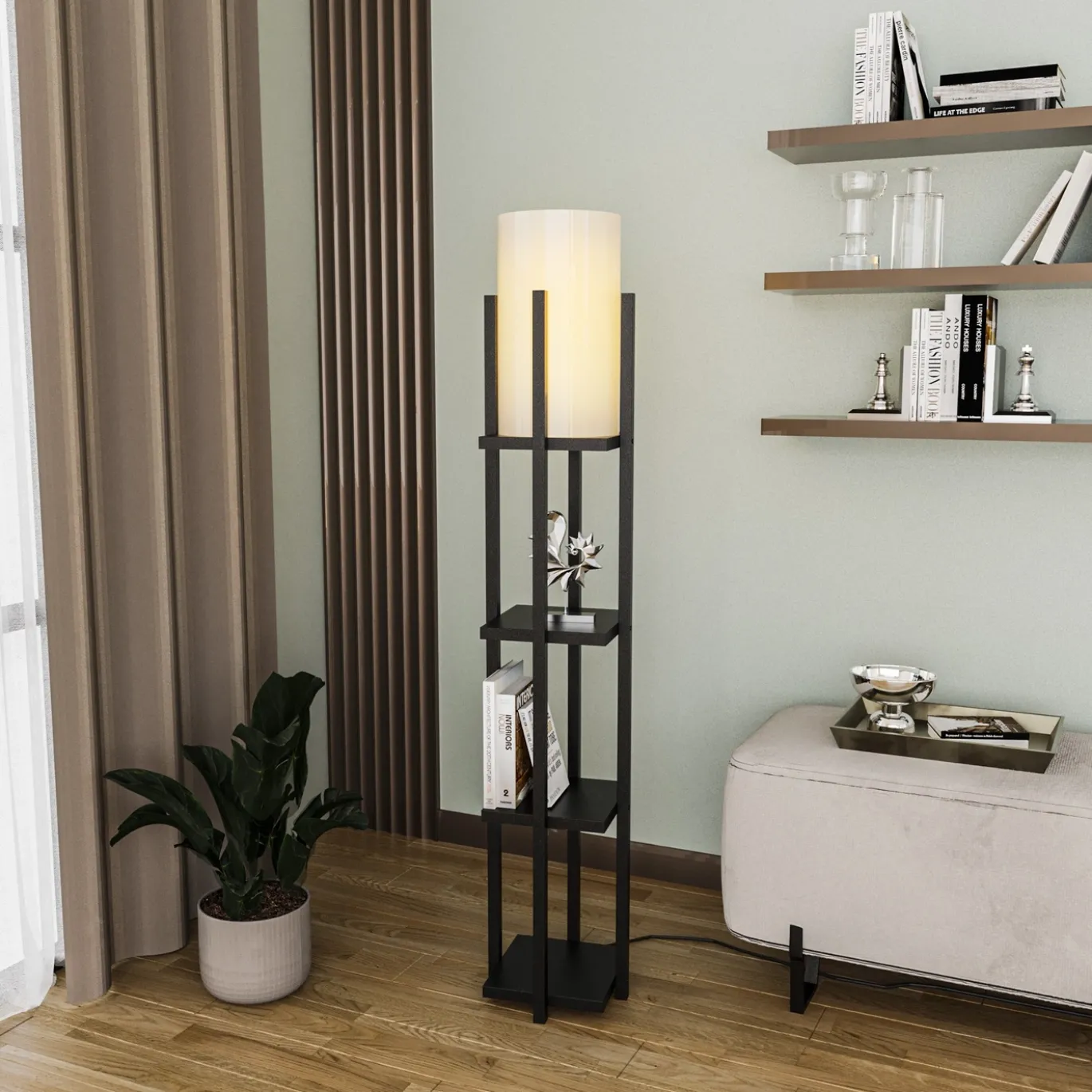 Vloerlamp Shelf Zwart