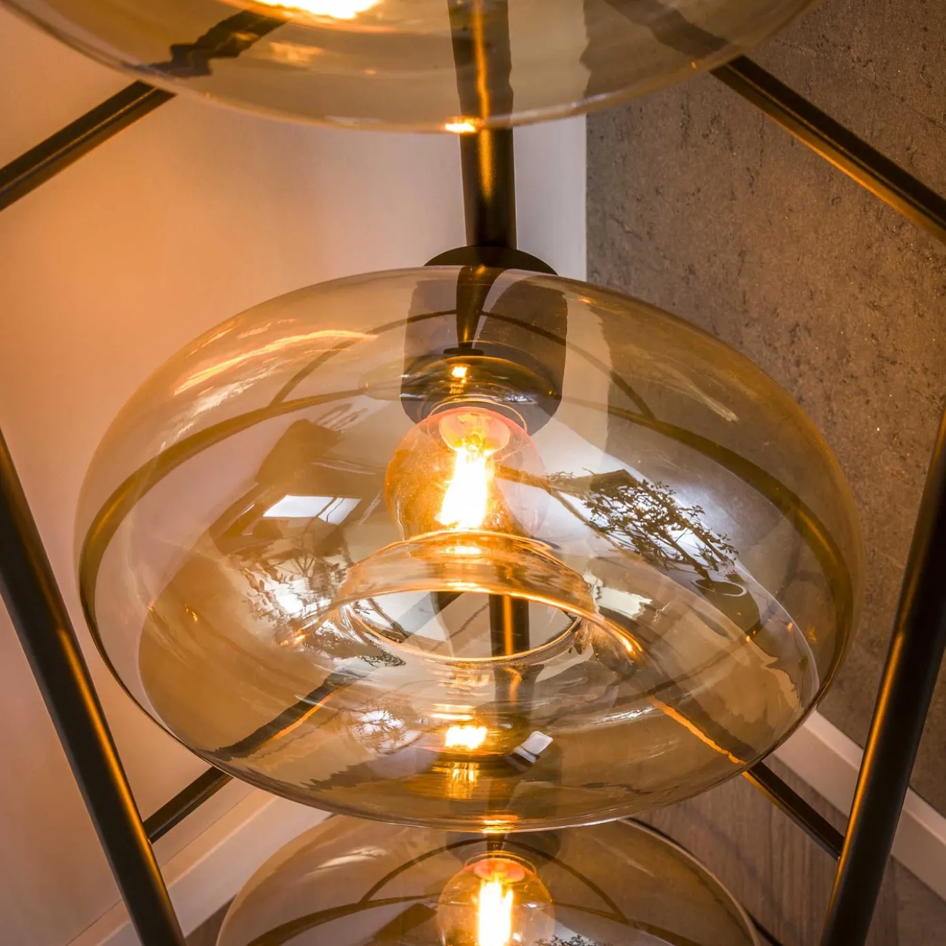 Vloerlamp Soll 4-lichts Amber Glas - Giga Meubel