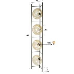 Vloerlamp Soll 4-lichts Amber Glas - Giga Meubel