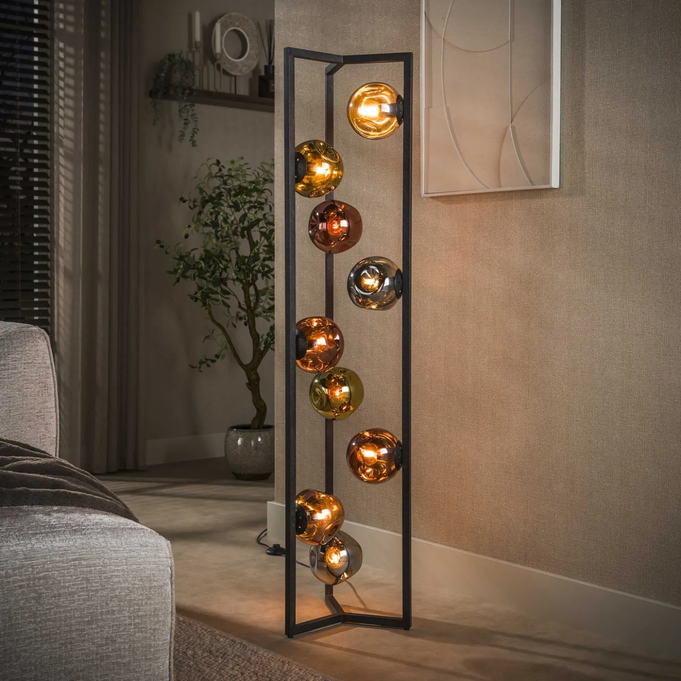 Vloerlamp Stellar 9-lichts Artic Zwart - Giga Meubel