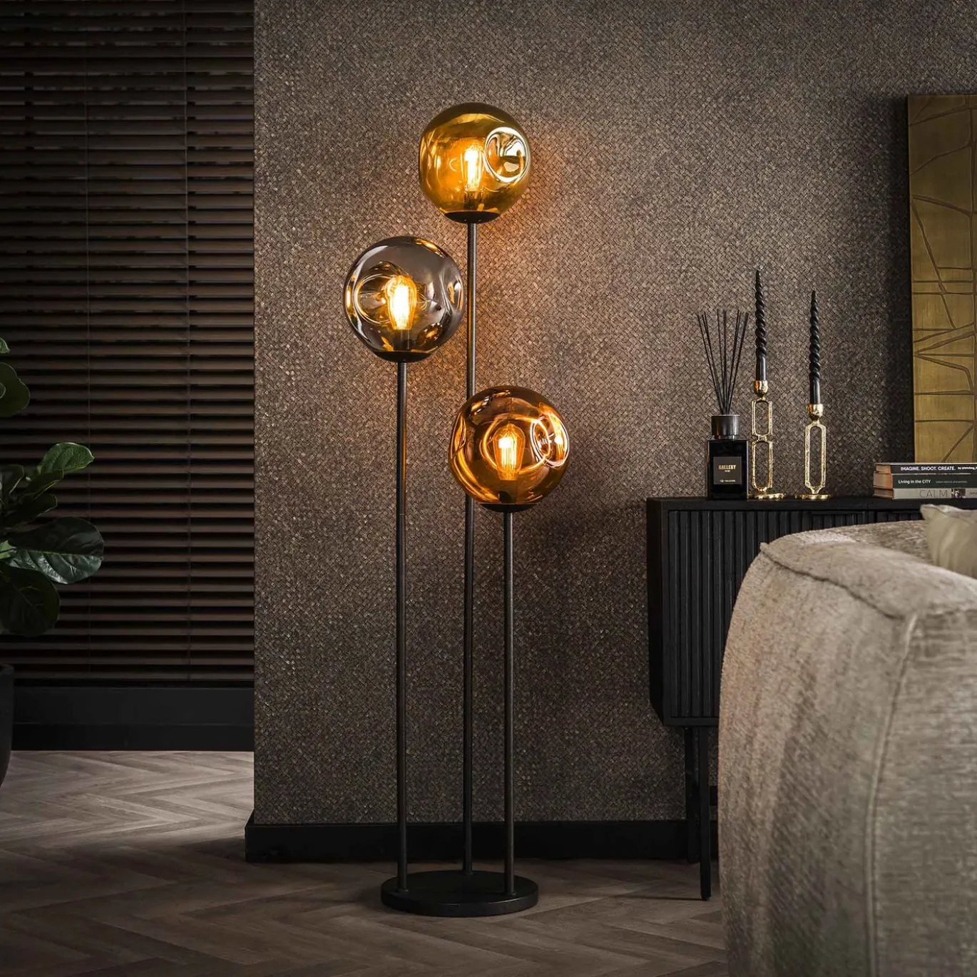 Vloerlamp Stellar 3-Lichts Glas - Giga Meubel