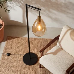 Vloerlamp Tanita 1-Lichts Amber Glas - Giga Meubel