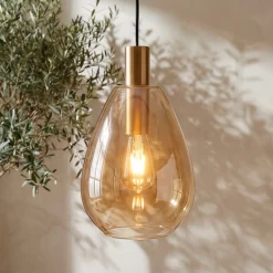 Vloerlamp Tanita 1-Lichts Amber Glas - Giga Meubel