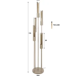 Vloerlamp Tube Getrapt 5-lichts Beige - Giga Meubel
