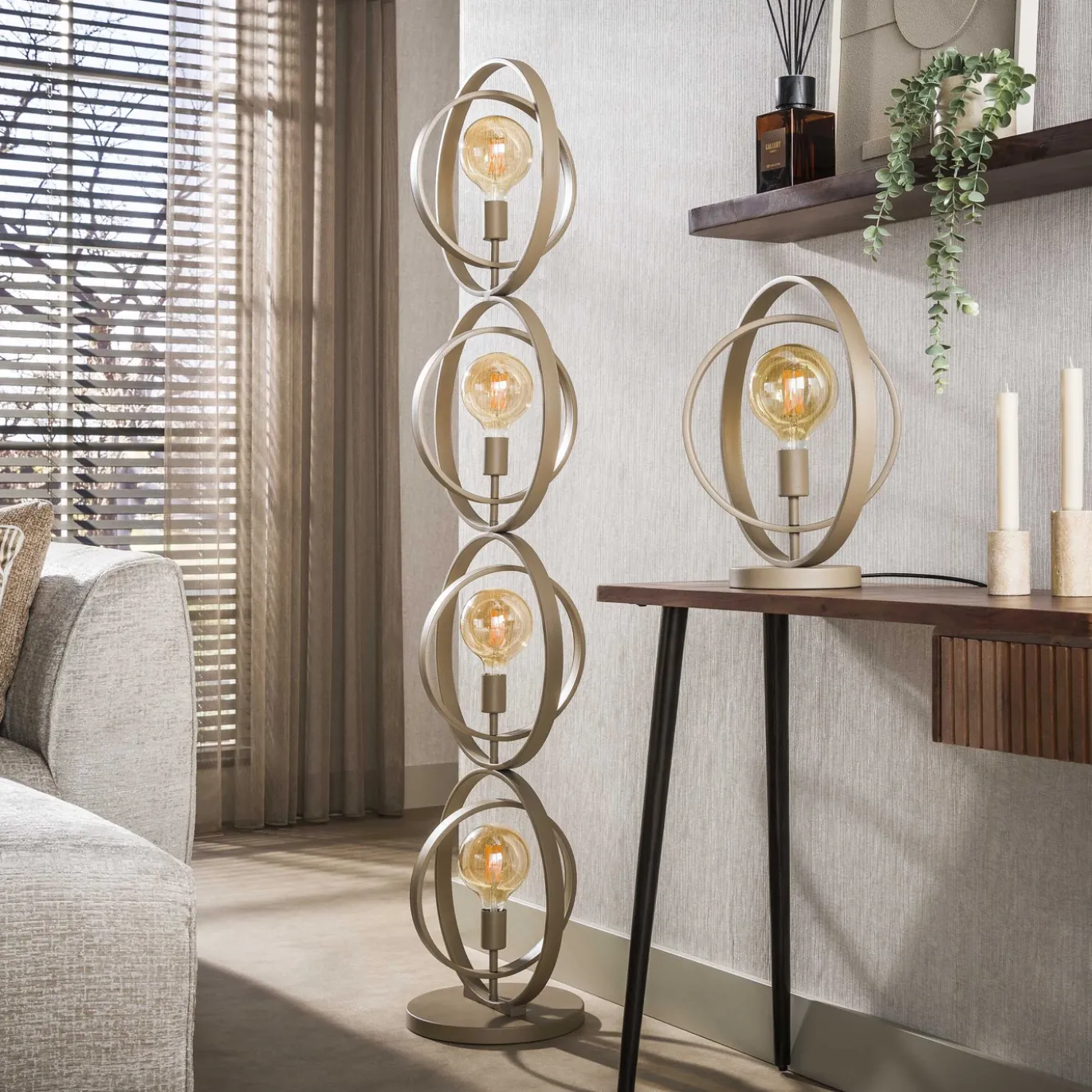 Vloerlamp Turn Around 4-lichts Beige - Giga Meubel