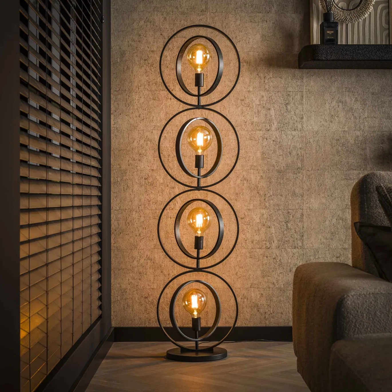 Vloerlamp Turn Around XL 4-Lichts Zwart - Giga Meubel