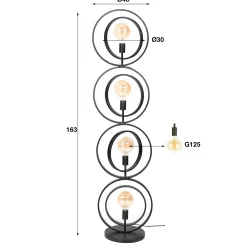 Vloerlamp Turn Around XL 4-Lichts Zwart - Giga Meubel