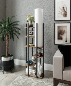 Vloerlamp Vogue Met Planken MDF Wit Naturel