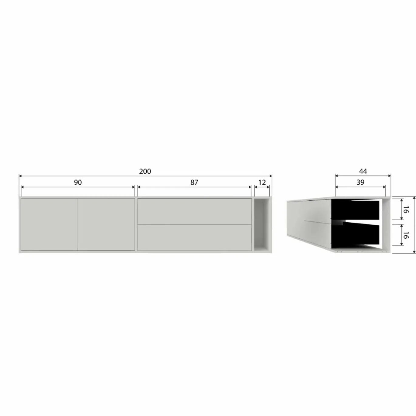 vtwonen Tv-meubel Settle Down Grenen Dust 200cm
