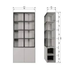 Vtwonen Vitrinekast Basic 4-Drs Grenen Mist