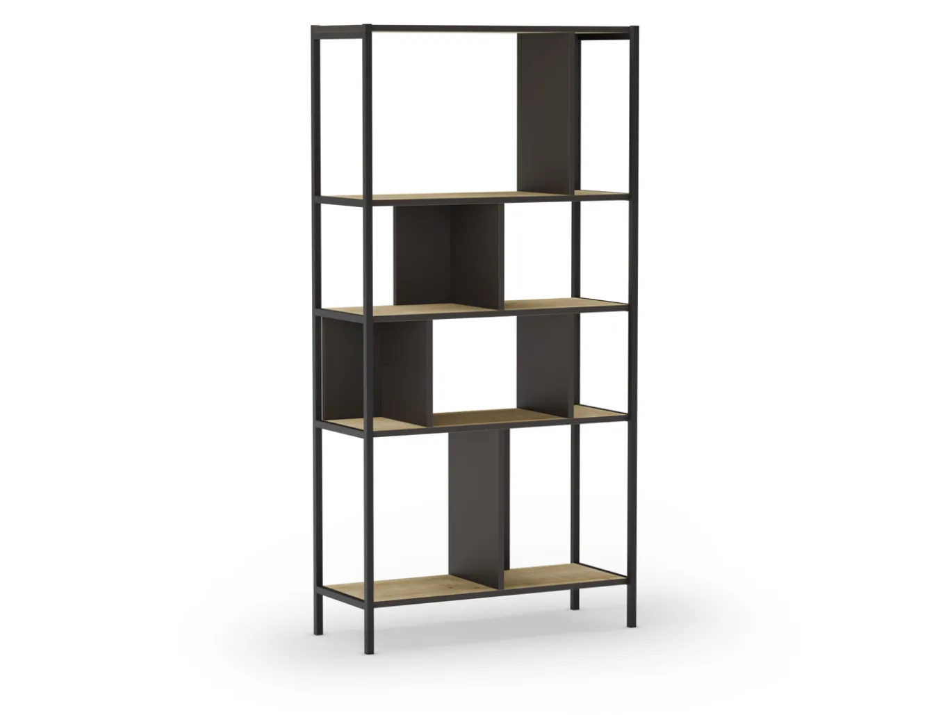 Wandkast Alabama 88cm Eiken/silky Zwart met Metaal - Giga Meubel