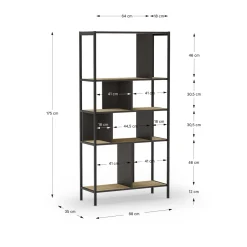 Wandkast Alabama 88cm Eiken/silky Zwart met Metaal - Giga Meubel