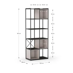 Wandkast Anya 180x70cm Zwart/Crème - Giga Meubel