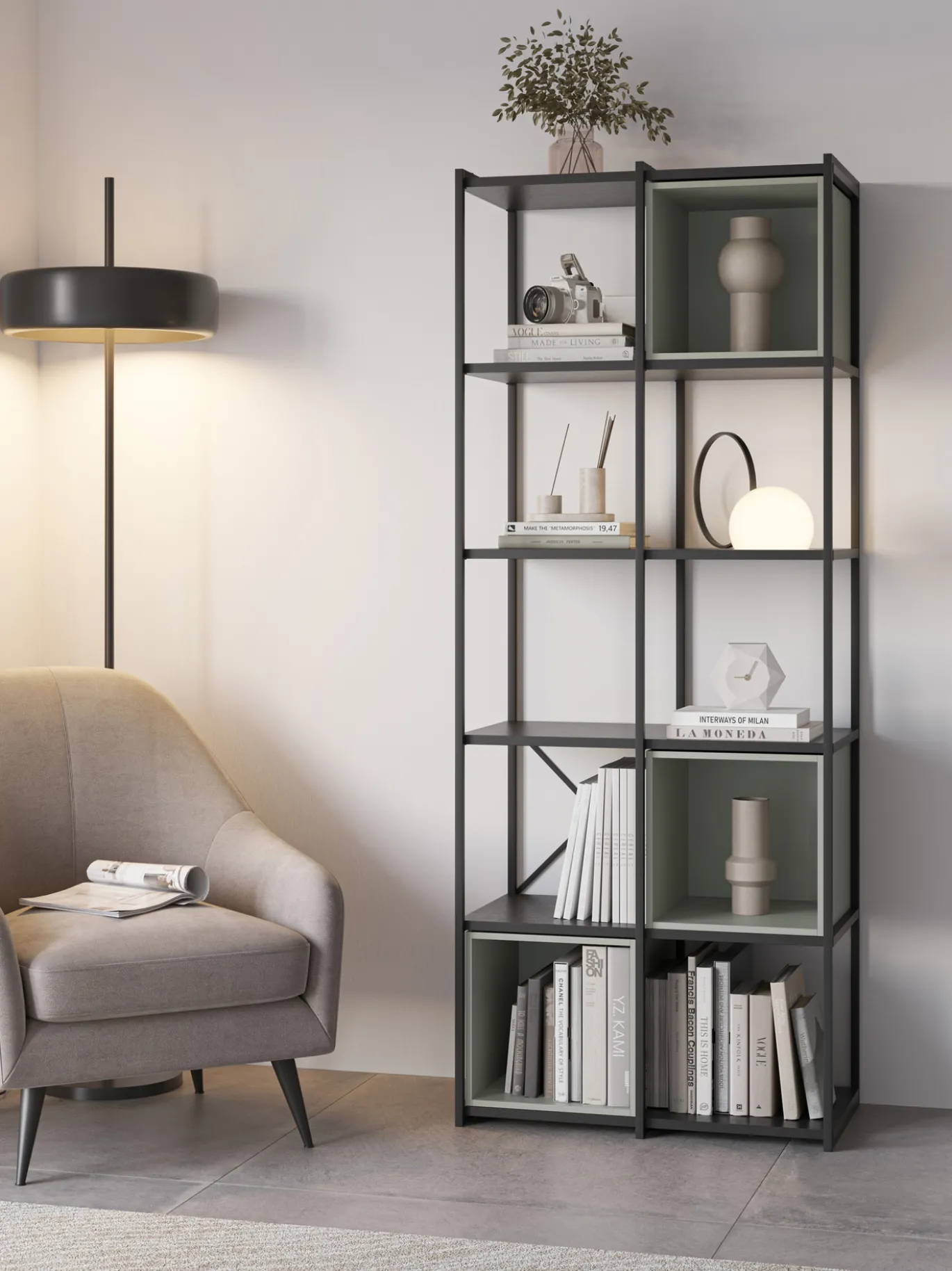Wandkast Anya 180x70cm Zwart/Grijs - Giga Meubel