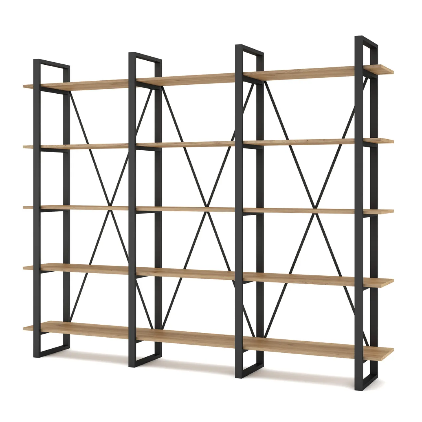Wandkast Aviva 217cm Naturel/zwart Metaal - Giga Meubel