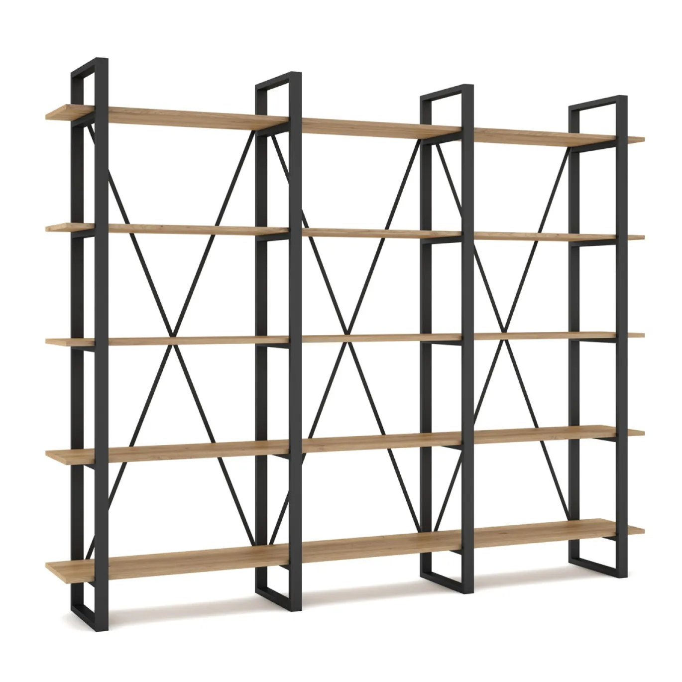 Wandkast Aviva 217cm Naturel/zwart Metaal - Giga Meubel