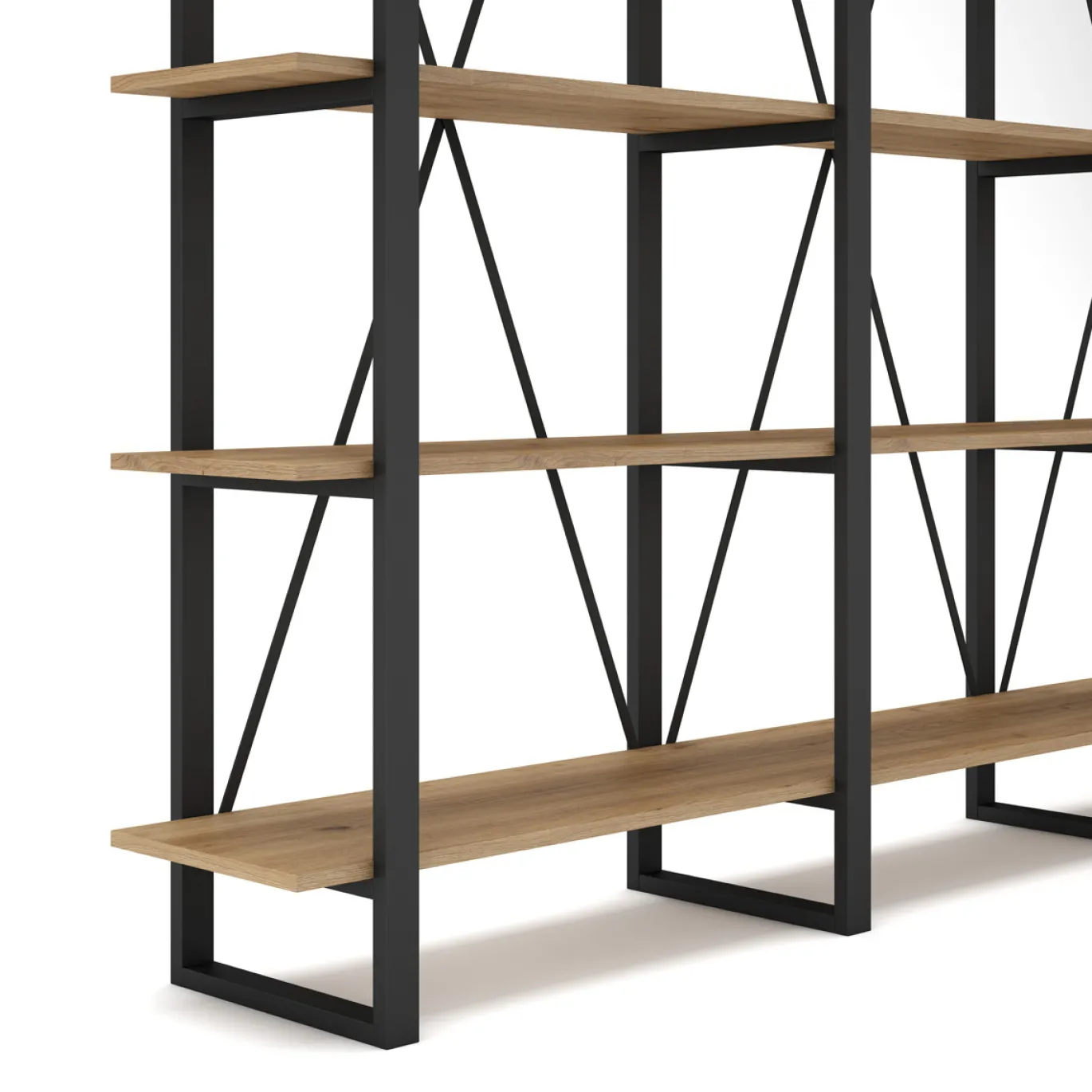 Wandkast Aviva 217cm Naturel/zwart Metaal - Giga Meubel