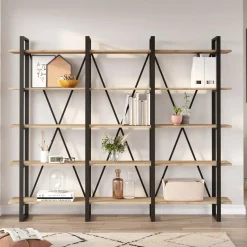 Wandkast Aviva 217cm Naturel/zwart Metaal - Giga Meubel