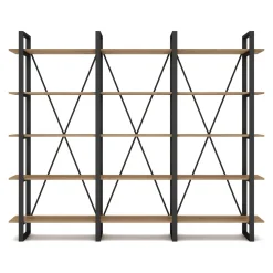 Wandkast Aviva 217cm Naturel/zwart Metaal - Giga Meubel