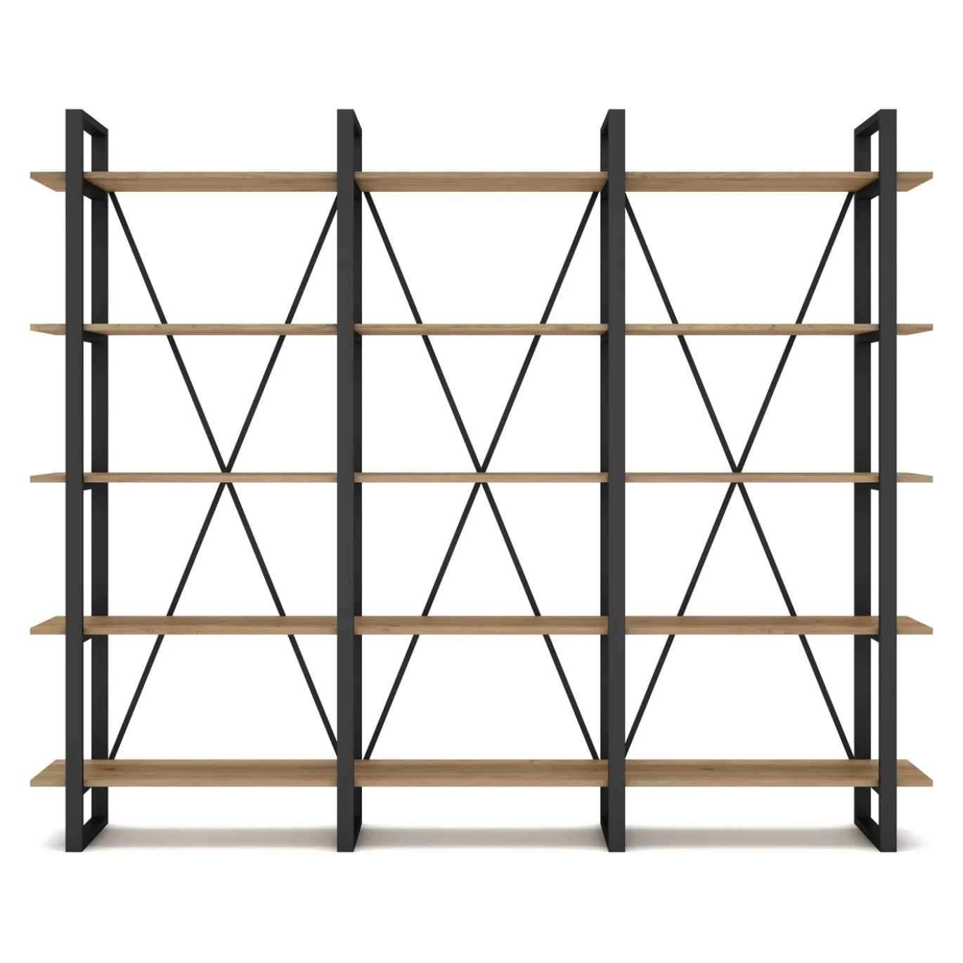 Wandkast Aviva 217cm Naturel/zwart Metaal - Giga Meubel