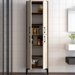 Wandkast Berlin Melamine Walnoot Crème
